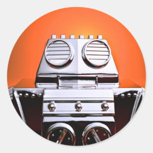 Retro Cropped Toy Robot 04 Sticker