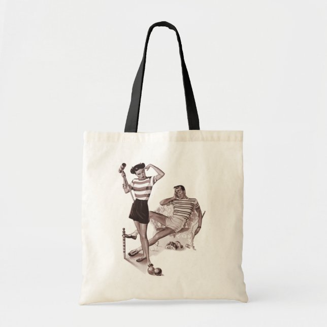 Retro Croquet Game Tote Bag (Front)