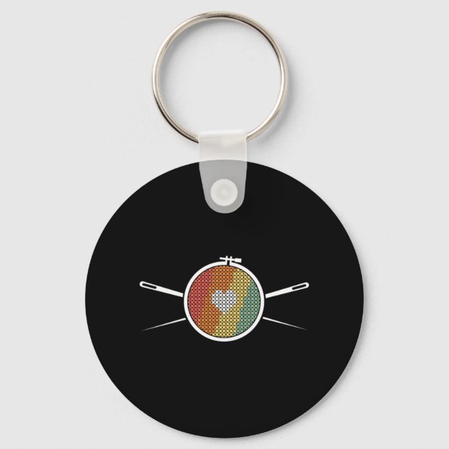 Retro Cross Stich Key Ring (Front)