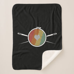 Retro Cross Stich Sherpa Blanket