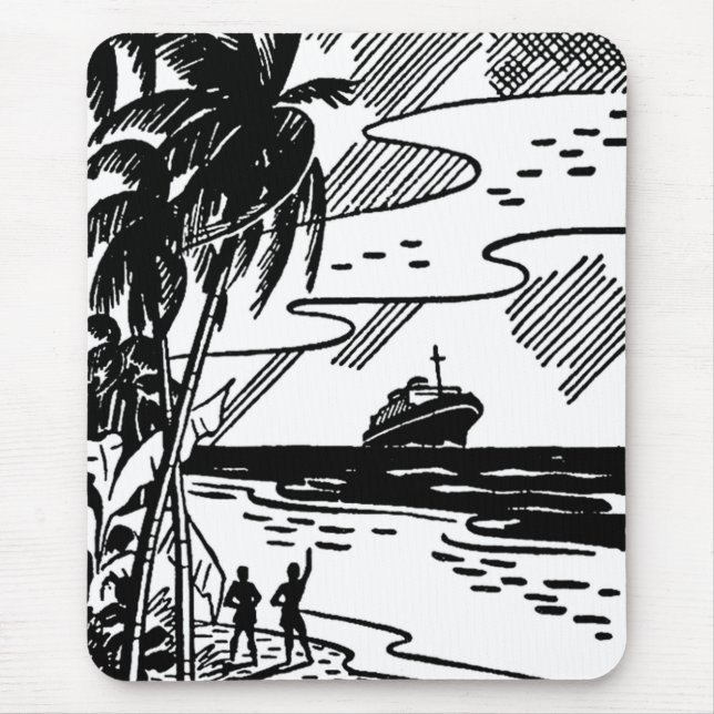 Retro Cruise Ship Mouse Pad (Front)