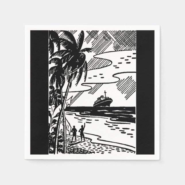 Retro Cruise Ship Paper Napkin (Front)