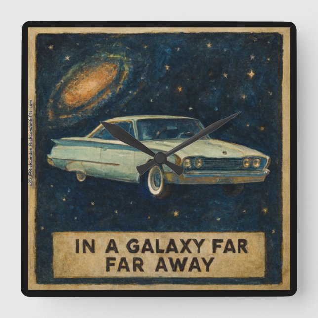 Retro Cruiser in Deep Space  Square Wall Clock (Front)
