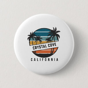 Retro Crystal Cove State Park California Surfboard 6 Cm Round Badge
