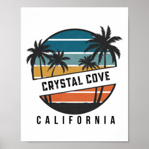 Retro Crystal Cove State Park California Surfboard Poster