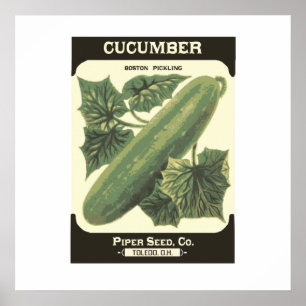 Retro Cucumber Seed Packet Poster Print