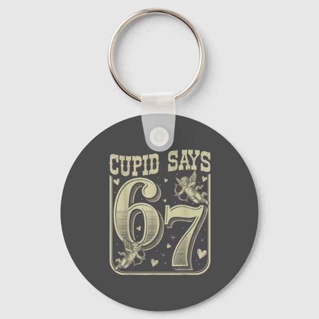 Retro Cud Says 67 Funny 67 Valentine Couple Matchi Key Ring (Front)