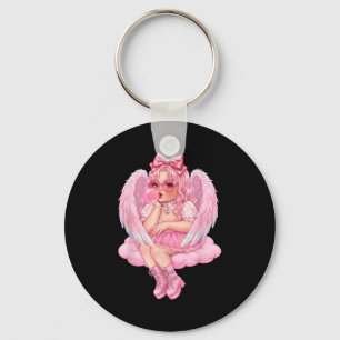 Retro Cud Valentine Day Cute Vintage Cud Blowing B Key Ring