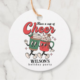 Retro Cup of Cheer Hot Chocolate Holiday Favour Tags