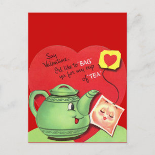 Retro Cup of Tea Valentine Holiday Postcard