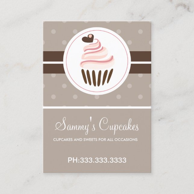 retro Cupcake Bakery business cards (Front)