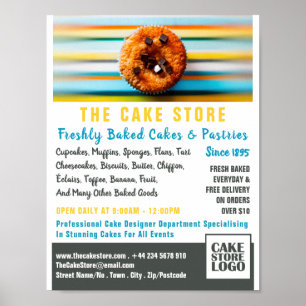 Retro Cupcake, Cakery, Cake Store Advertising Poster
