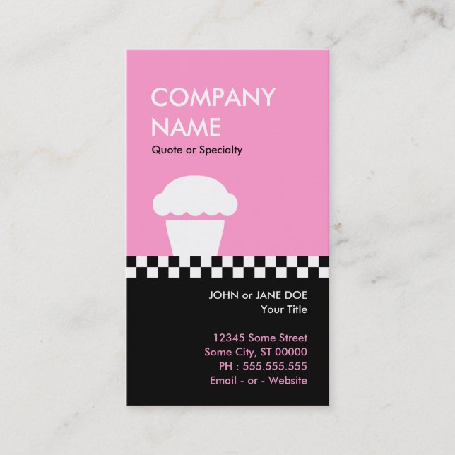 retro cupcake checkers business card (Front)