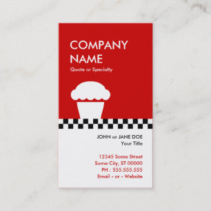 retro cupcake checkers business card