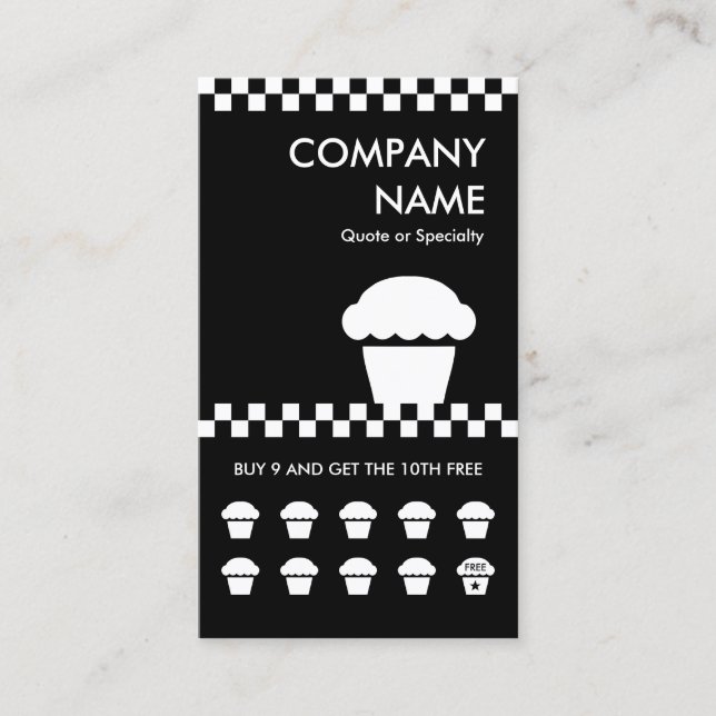 retro cupcake checkers punchcard loyalty card (Front)