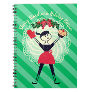 Retro cupcake girl baking cookbook recipe notebook