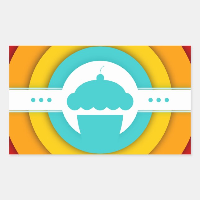 retro cupcake rectangular sticker (Front)