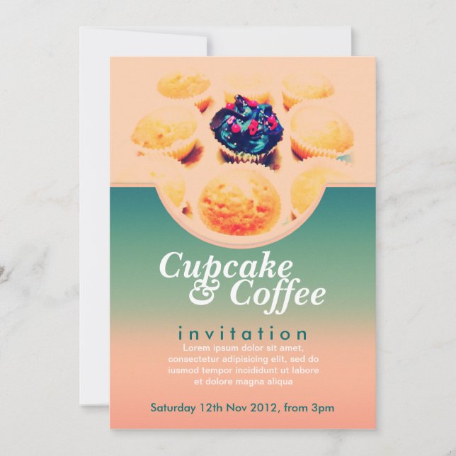 Retro Cupcakes Coffee Invitation (Front)