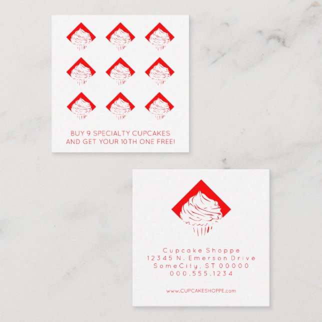 retro cupcakes diamond loyalty punch card (Front/Back)