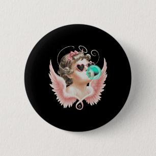 Retro Cupid Angel Valentine Day Vintage Cupid Blow 6 Cm Round Badge