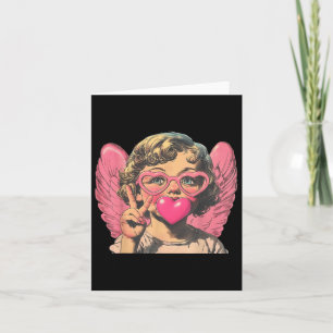 Retro Cupid Baby Blowing Bubble Heart Valentines D Card