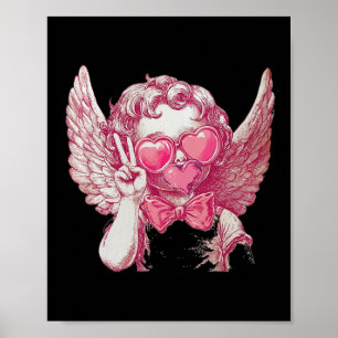 Retro Cupid Valentine Blowing Bubble Bow Vintage C Poster