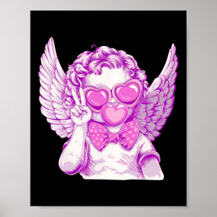 Retro Cupid Valentine Day Cute Retro Cupid Blowing Poster