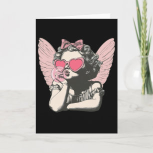 Retro Cupid Valentine Day Cute Vintage Cupid Blowi Card