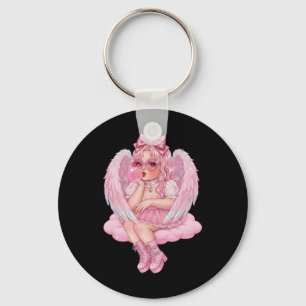 Retro Cupid Valentine Day Cute Vintage Cupid Blowi Key Ring
