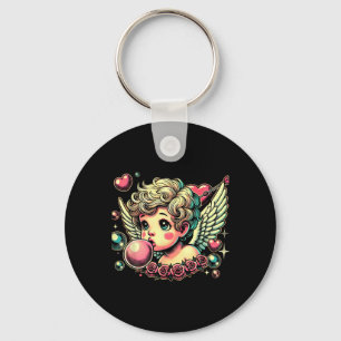 Retro Cupid Valentine Day Cute Vintage Cupid Blowi Key Ring