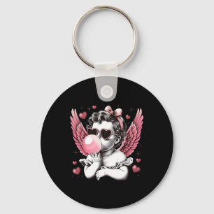 Retro Cupid Valentine Day Cute Vintage Cupid Blowi Key Ring
