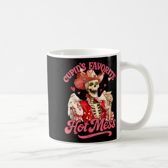 Retro Cupids Favorite Hot Mess Funny Skeleton Vale Coffee Mug (Right)
