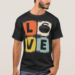 Retro curling love design curler winter ice Sports T-Shirt