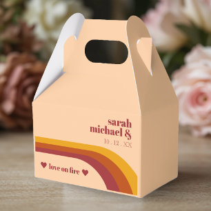 Retro Curved Arch Stripe Love on Fire Wedding Favour Box