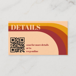 Retro Curved Arch Stripe QR Code Wedding Details Enclosure Card