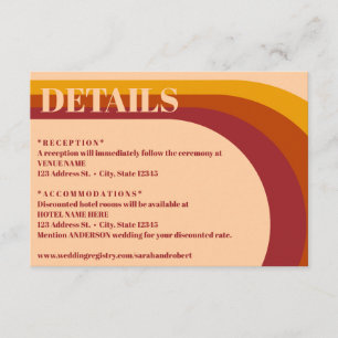 Retro Curved Arch Stripe Wedding Details Enclosure Card