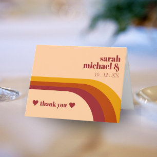 Retro Curved Stripe Arch Wedding Favour Thank You Card