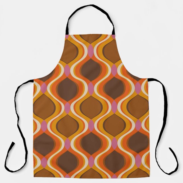 Retro Curves: 60s-70s Wallpaper Texture. Apron (Front)