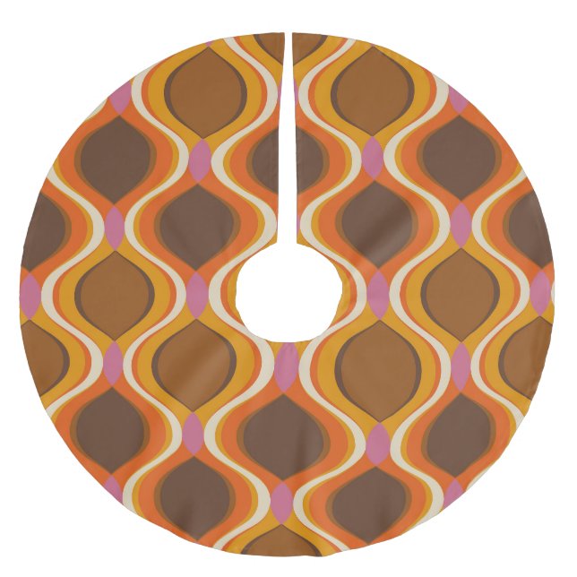 Retro Curves: 60s-70s Wallpaper Texture. Brushed Polyester Tree Skirt (Front)