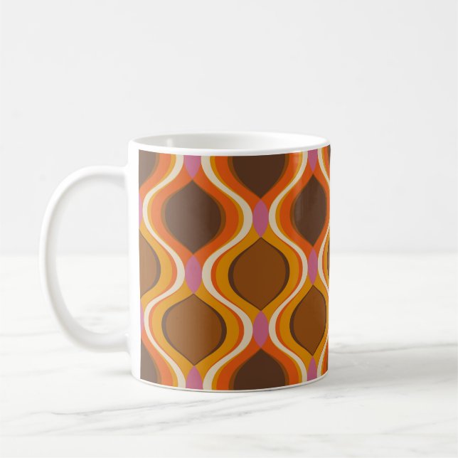 Retro Curves: 60s-70s Wallpaper Texture. Coffee Mug (Left)