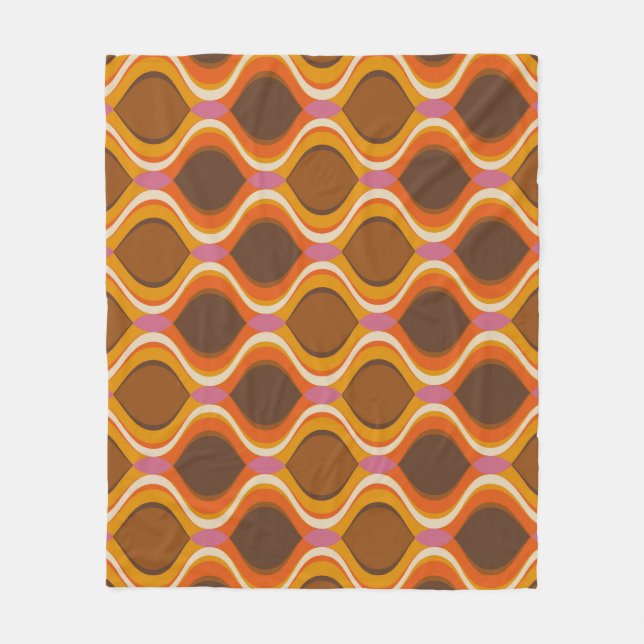 Retro Curves: 60s-70s Wallpaper Texture. Fleece Blanket (Front)