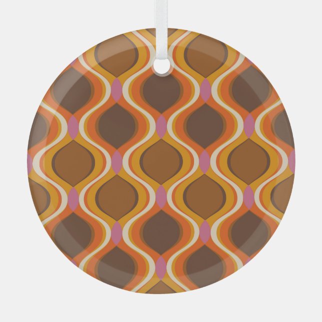 Retro Curves: 60s-70s Wallpaper Texture. Glass Tree Decoration (Front)