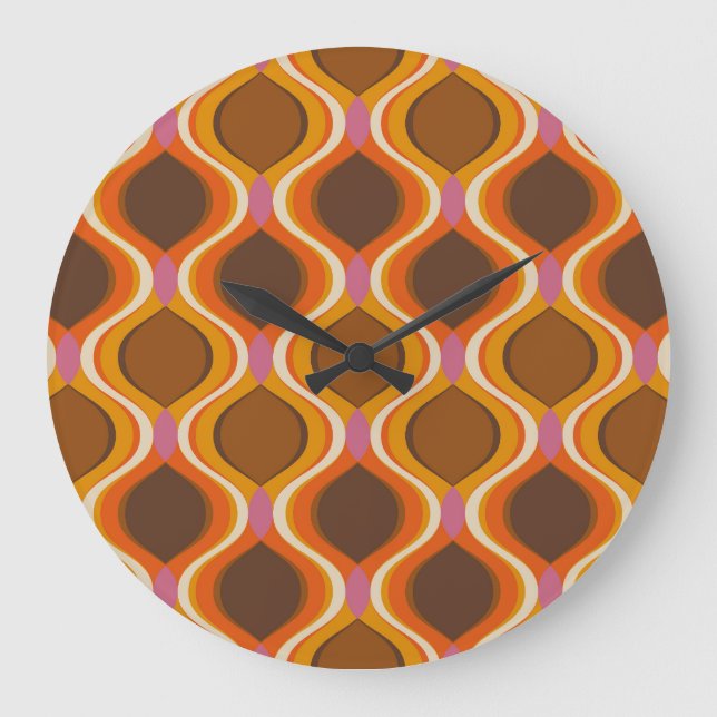 Retro Curves: 60s-70s Wallpaper Texture. Large Clock (Front)