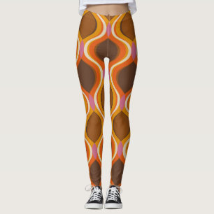 Retro Curves: 60s-70s Wallpaper Texture. Leggings