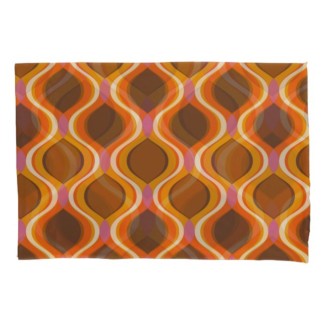 Retro Curves: 60s-70s Wallpaper Texture. Pillowcase (Front)