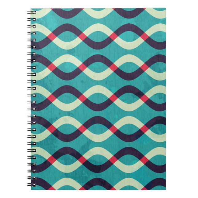 Retro Curves: Grunge Pattern Effect. Notebook (Front)