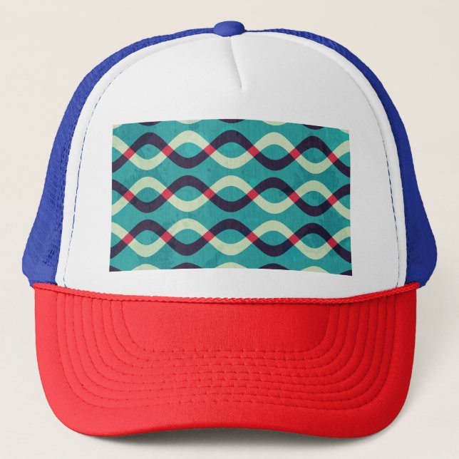 Retro Curves: Grunge Pattern Effect. Trucker Hat (Front)