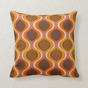 Retro curves seamless pattern. 70s 60s style wallp cushion