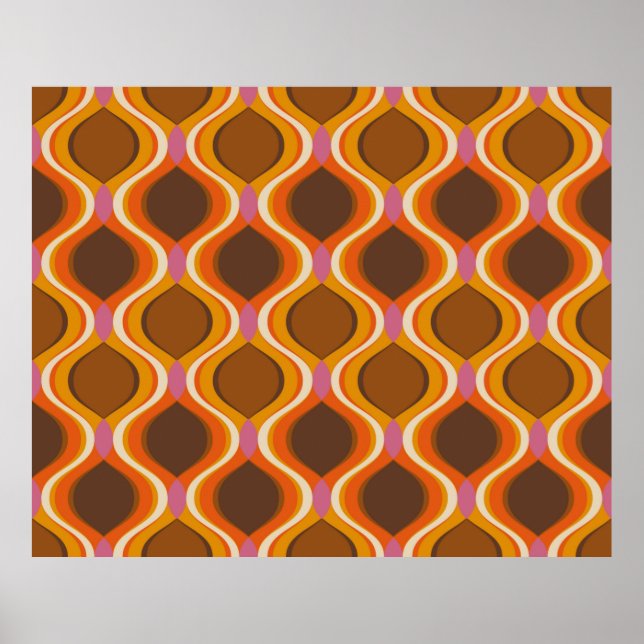 Retro curves seamless pattern. 70s 60s style wallp poster (Front)