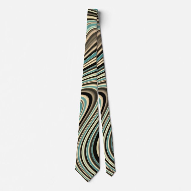 Retro Curvy Abstract Shapes Tie (Front)